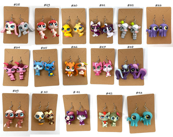 Littlest Pet Shop Earrings Jewelry genuine LPS cute cat dog pets fun Handmade Jewelry for Girls Kids and Women - Great gift