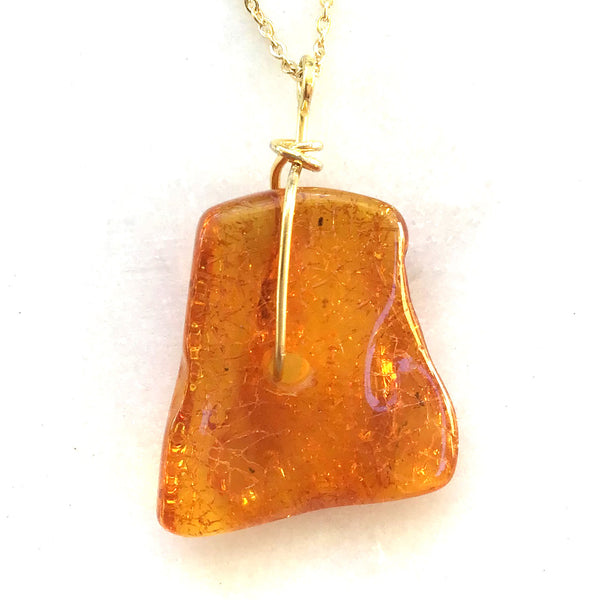 Genuine Natural Baltic Amber Necklace #02 - 16 Kt Gold plated chain necklace Handmade Jewelry - Great gift