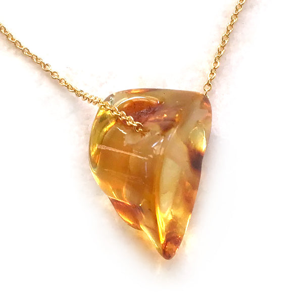 Genuine Natural Baltic Amber Necklace #01 - 16 Kt Gold plated chain necklace Handmade Jewelry - Great gift