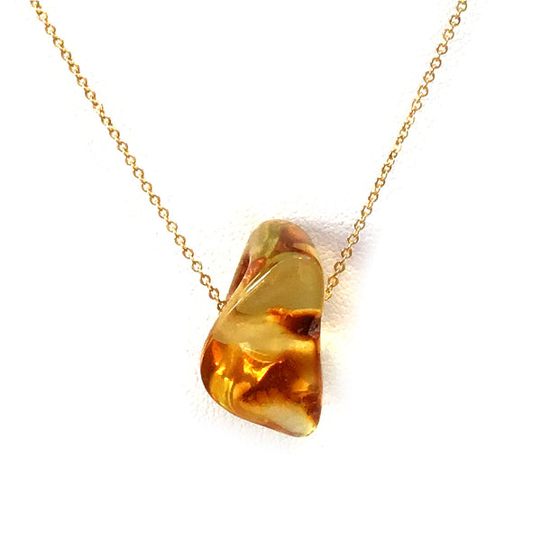 Genuine Natural Baltic Amber Necklace #01 - 16 Kt Gold plated chain necklace Handmade Jewelry - Great gift