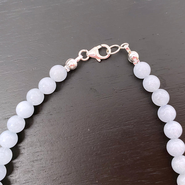 Aquamarine Round Beads and a Large Freshwater Pearl Sterling Silver Necklace Handmade Boho Beach Jewelry