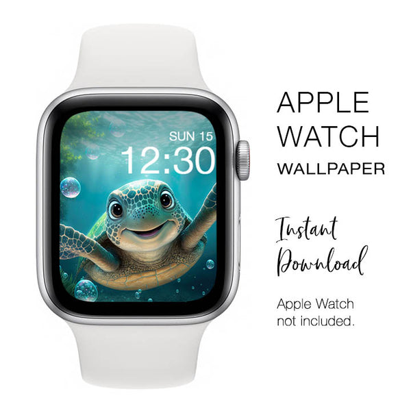 Apple Watch WALLPAPER - Baby Turtle Cute - Instant Download - Watch Background Apple Watch face design