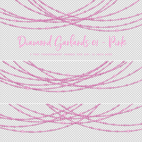 Diamond Garlands Like Lights Pink - Clip Art diamonds hanging gemstone - 7 PNG Transparent Images High Resolution Instant Download Digital Clipart