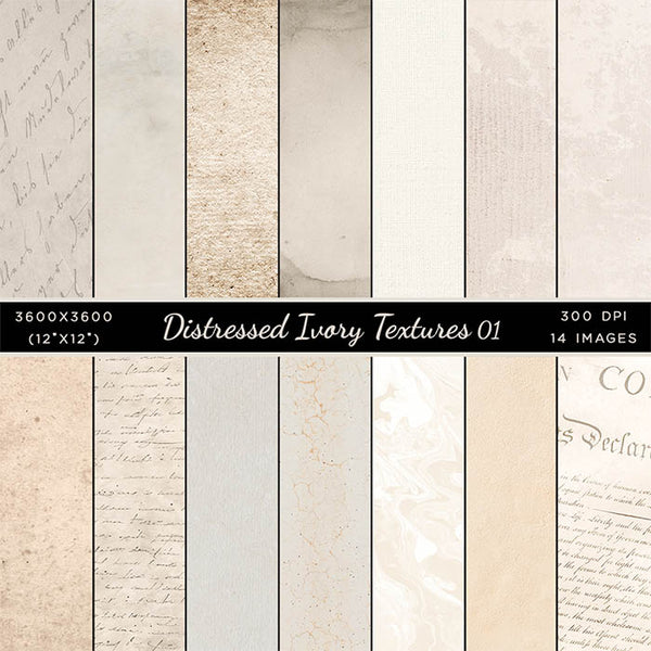 Distressed Ivory Textures Backgrounds 1 - 14 High Resolution Images - Instant Download Digital Clip art