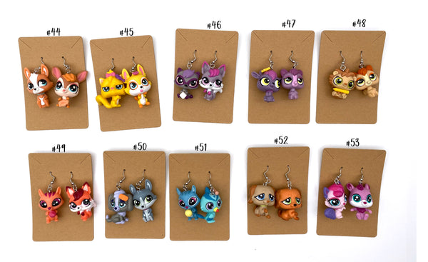 Littlest Pet Shop Earrings Jewelry genuine LPS cute cat dog pets fun Handmade Jewelry for Girls Kids and Women - Great gift