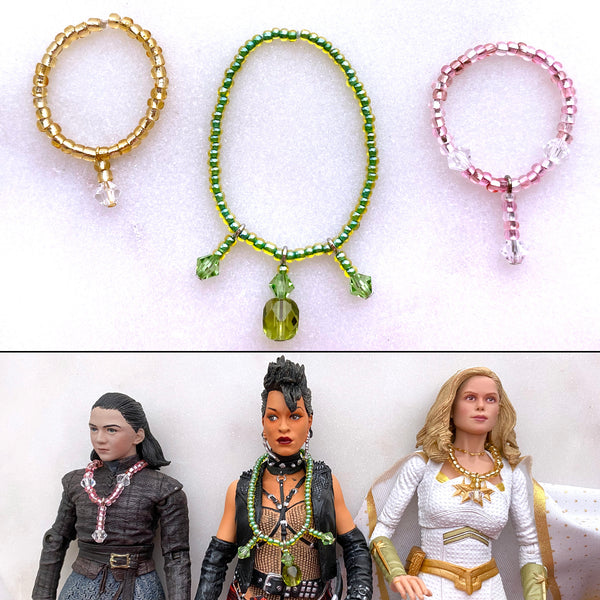 Mini Necklace for 6 inch figures 1:12 or 1:6 scale - Handmade Jewelry Crystals, Glass, Swarovski