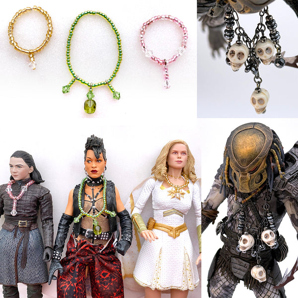 Mini Necklace for 6 inch figures 1:12 or 1:6 scale - Handmade Jewelry Crystals, Glass, Swarovski
