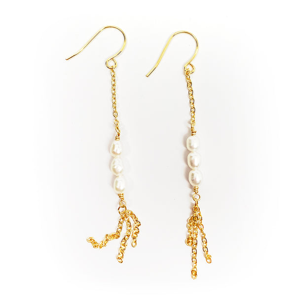 Peridot Genuine Natural Gemstone with Chain Fringe Earrings in colors of Gold Silver or Rose Gold Chain Boho Handmade Jewelry Birthstone