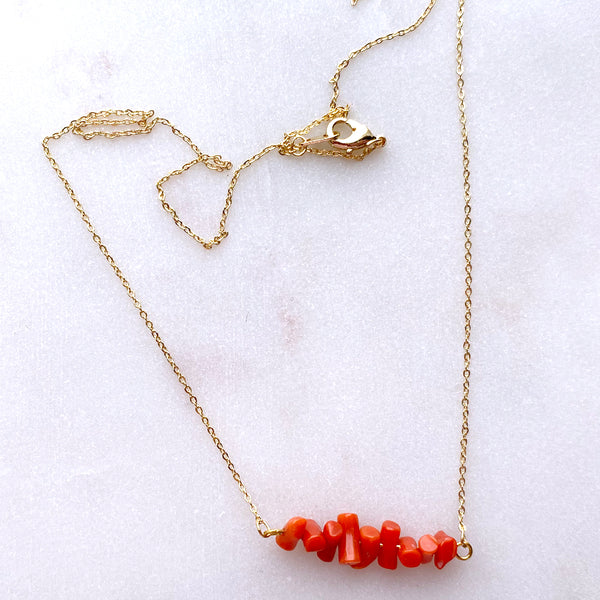 Red Coral Necklace Handmade Boho Beach Jewelry