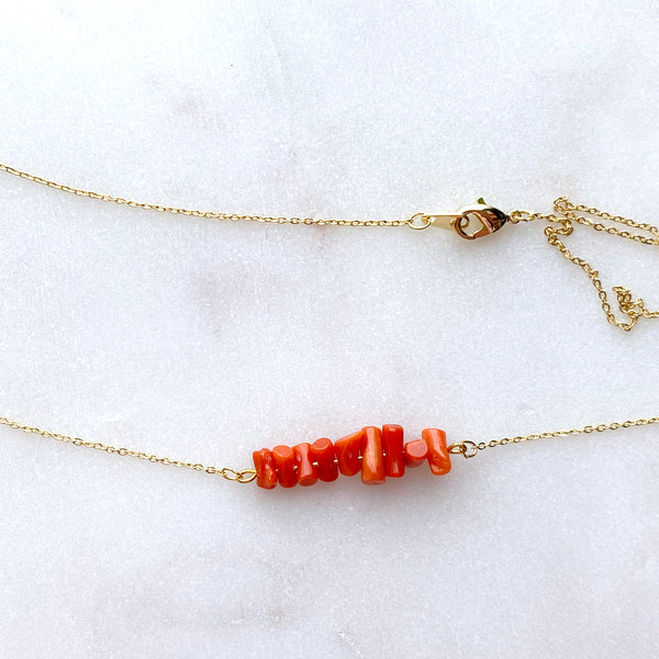 Red Coral Necklace Handmade Boho Beach Jewelry