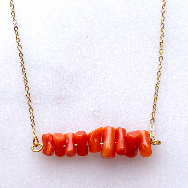 Red Coral Necklace Handmade Boho Beach Jewelry