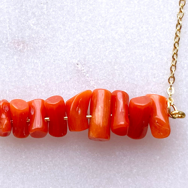 Red Coral Necklace Handmade Boho Beach Jewelry