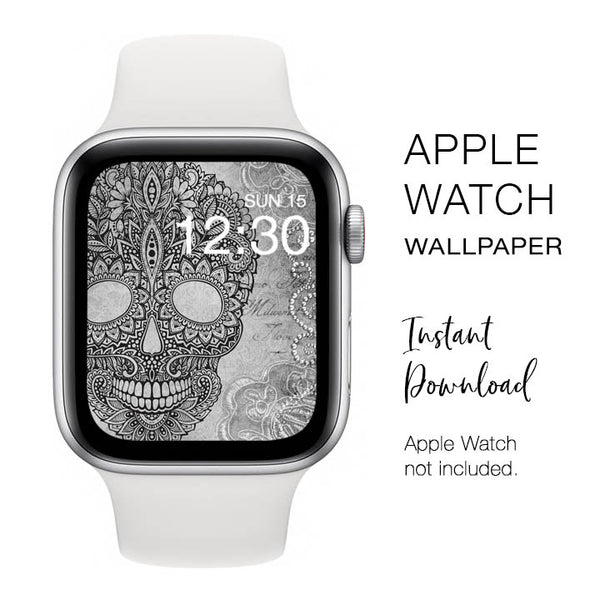 Apple Watch WALLPAPER - Skull And Lace Boho - Instant Download - Watch Background Apple Watch face design