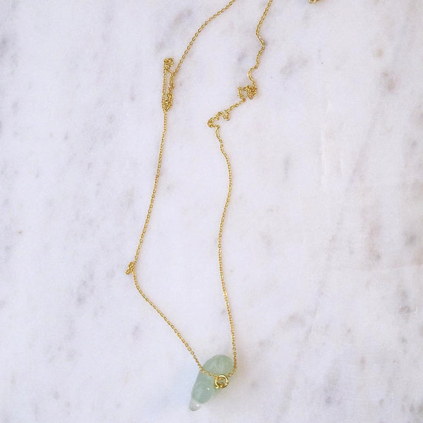 Green Duck Gemstone animal carvings necklace Gold plated chain necklace Handmade Jewelry