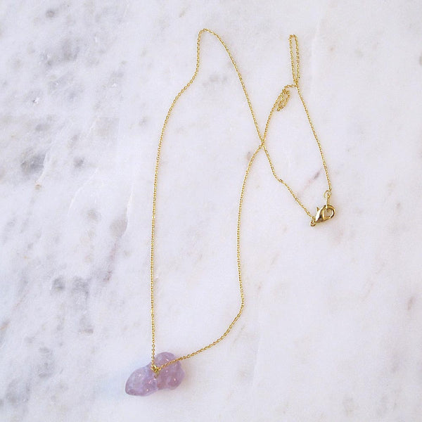 Purple Frog Gemstone animal carvings necklace Gold plated chain necklace Handmade Jewelry