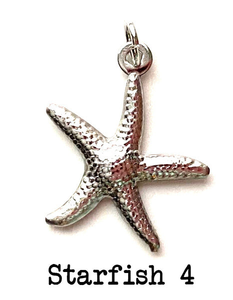 Beach Sea Glass Necklace with Freshwater Pearl, Sea Glass & Starfish Turtle Mermaid Mountain Trees Angel Wings Horse Charm Handmade Jewelry