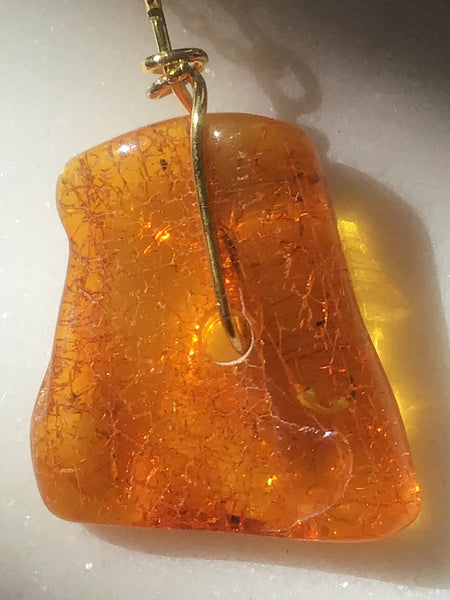 Genuine Natural Baltic Amber Necklace #02 - 16 Kt Gold plated chain necklace Handmade Jewelry - Great gift