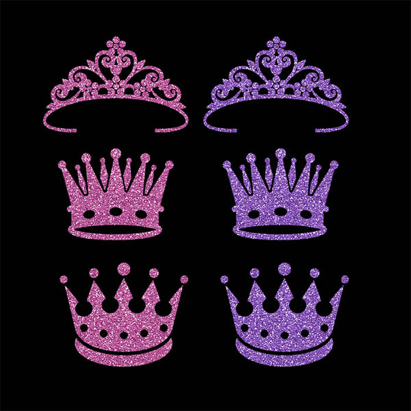 Crowns 8 Different Crowns Pink & Purple Glitter -  PNG Transparent Images - Instant Download Digital Clip art