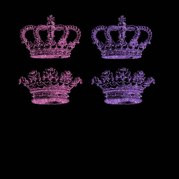Crowns 8 Different Crowns Pink & Purple Glitter -  PNG Transparent Images - Instant Download Digital Clip art
