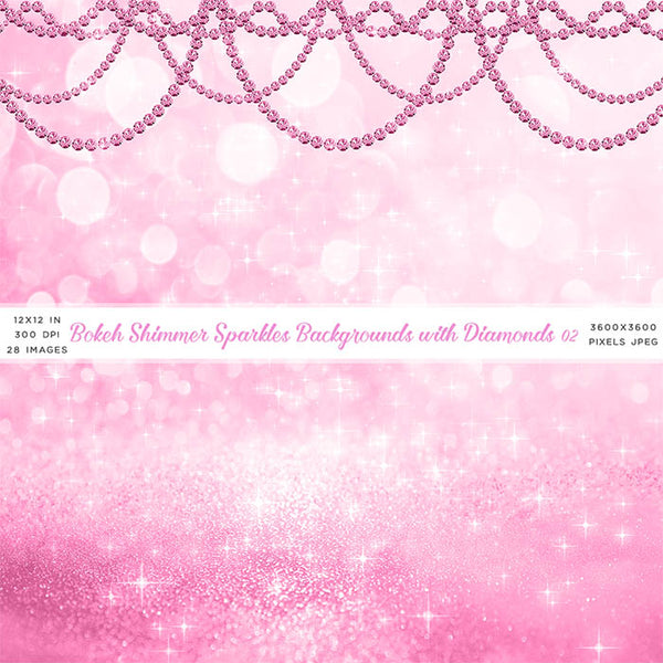 Bokeh Shimmer Sparkles Backgrounds with Diamonds 02 - 28 High Resolution Images - Instant Download Digital Clip art