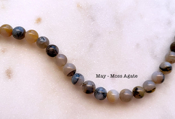 Custom Birthstone & Stamped Initial Disc Necklace in Gold, Rose Gold, or Silver with Real Gemstone, Personalized Jewelry January - December Birthday Gift