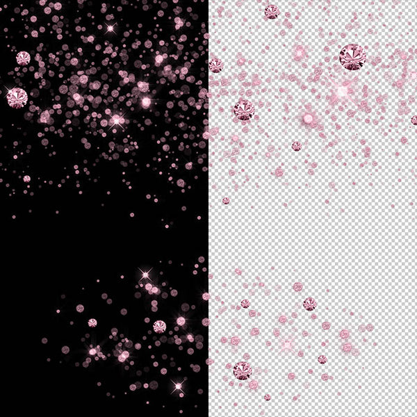Dusty Pink Round Glitter Dust & Diamonds 01 - sparkly 8 PNG Transparent Overlays High Resolution - Instant Download Digital Clip art