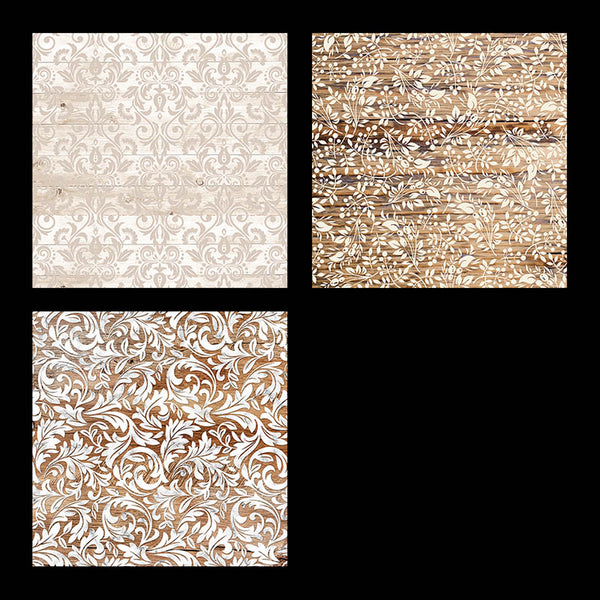 Floral Patterns on Wood - 7 High Resolution Images - Instant Download Digital Clip art