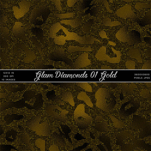 Glam Diamonds 01 Gold Glitter Texture Digital Paper Animal Prints - 10 Images High Resolution - Instant Download Digital Clip art