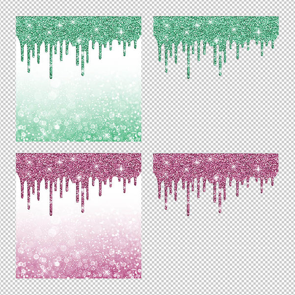 Glitter Drips With Bokeh Backgrounds - Backgrounds and Transparent Overlays - Instant Download Digital Clip art for Invitations Cards Party design Backdrop Scrapbooking Kids Crafts