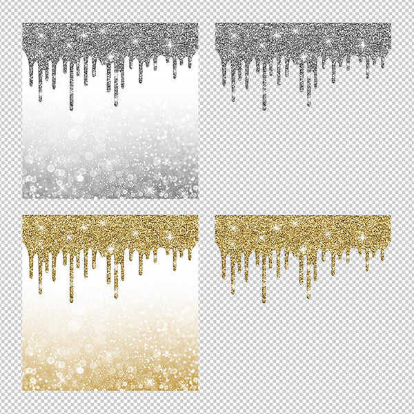 Glitter Drips With Bokeh Backgrounds - Backgrounds and Transparent Overlays - Instant Download Digital Clip art for Invitations Cards Party design Backdrop Scrapbooking Kids Crafts