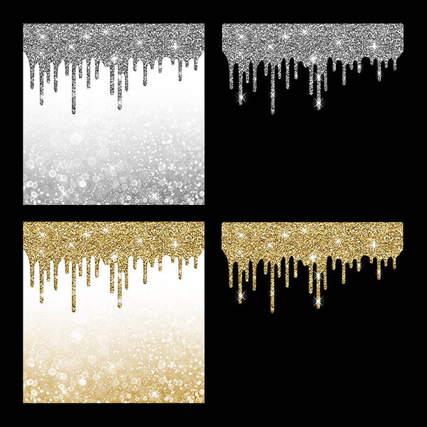 Glitter Drips With Bokeh Backgrounds - Backgrounds and Transparent Overlays - Instant Download Digital Clip art for Invitations Cards Party design Backdrop Scrapbooking Kids Crafts