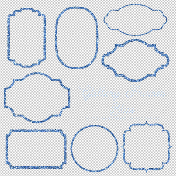 Glittery Frames 1 Blue Sparkly Glitter - 14 PNG Transparent Images High Resolution - Instant Download Digital Clip art