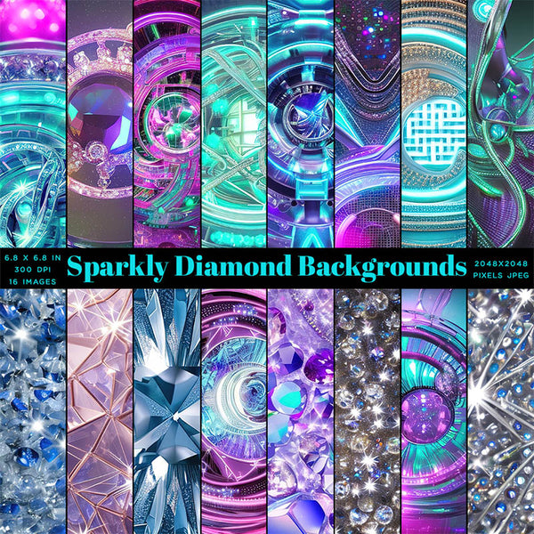 Sparkly Diamond Backgrounds 01 - 16 High Resolution Images - Instant Download Digital Clip art