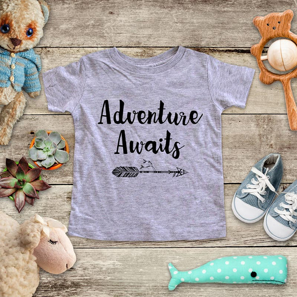 Adventure Awaits - boho camping mountains kids baby onesie shirt Infant, Toddler & Youth Soft Shirt Hello Handmade