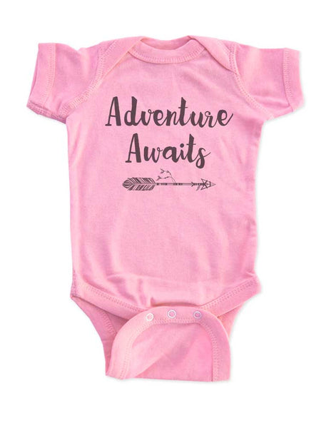 Adventure Awaits - boho camping mountains kids baby onesie shirt Infant, Toddler & Youth Soft Shirt Hello Handmade