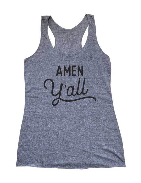 Amen Y'all - Soft Triblend Racerback Tank fitness gym yoga running exercise birthday gift
