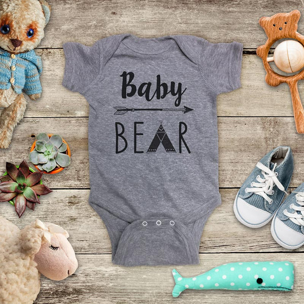 Baby Bear Tepee hipster arrow boho baby onesie Infant & Toddler Soft Shirt - baby birth pregnancy announcement Baby shower gift onesie