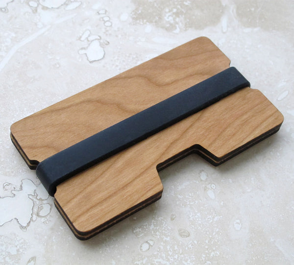 Solid Walnut or Cherry Wood Wallet Plain 2-Piece Slim Credit Card and/or Business Card Holder, Minimalist wallet boyfriend husband gift