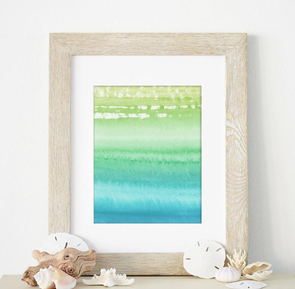 Watercolor Painting Background Texture - Beach Tropical Ocean with Land in Sight Hand painted Instant Download Digital Clipart