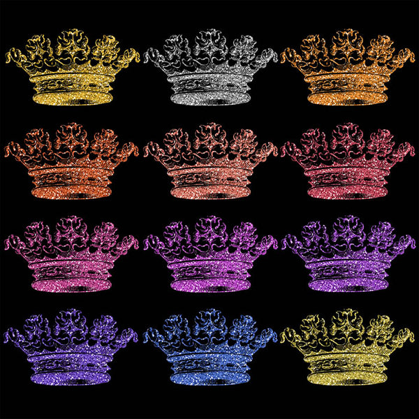 Glitter Crown 32 - 18 Different Colors PNG Transparent Images - Instant Download Digital Clip art