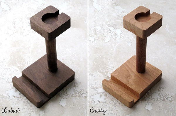 iPhone and iWatch Stand made of Solid Hardwood, Slim and efficient design, husband boyfriend birthday gift Groomsmen wedding Samsung