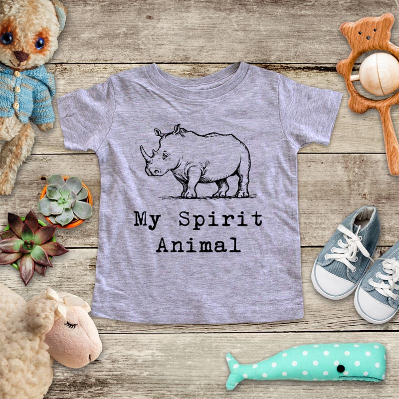 Rhino My Spirit Animal Rhinoceros animal zoo trip baby onesie kids shi