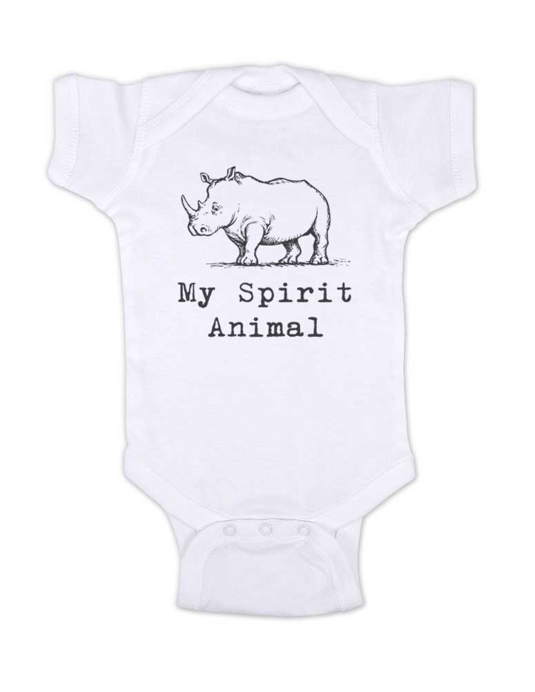 Rhino My Spirit Animal Rhinoceros animal zoo trip baby onesie kids shi