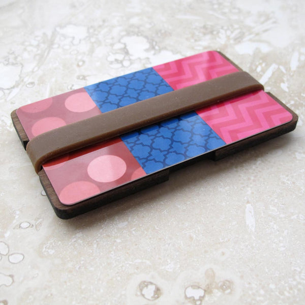 Walnut or Cherry Wood Wallet 1-Piece Credit Card and/or Business Card Holder, Minimalist wallet boyfriend husband gift