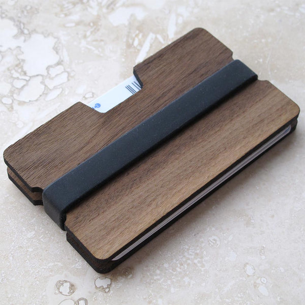 Solid Walnut or Cherry Wood Wallet Plain 2-Piece Slim Credit Card and/or Business Card Holder, Minimalist wallet boyfriend husband gift
