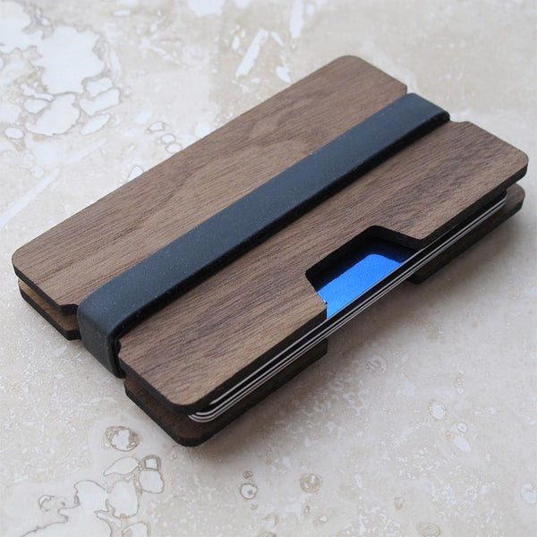 Solid Walnut or Cherry Wood Wallet Plain 2-Piece Slim Credit Card and/or Business Card Holder, Minimalist wallet boyfriend husband gift