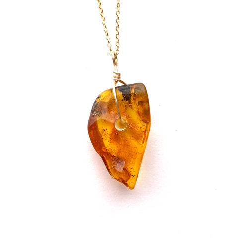 Genuine Natural Baltic Amber Necklace #42 - 16 Kt Gold plated chain necklace Handmade Jewelry - Great gift