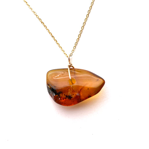 Genuine Natural Baltic Amber Necklace #43 - 16 Kt Gold plated chain necklace Handmade Jewelry - Great gift