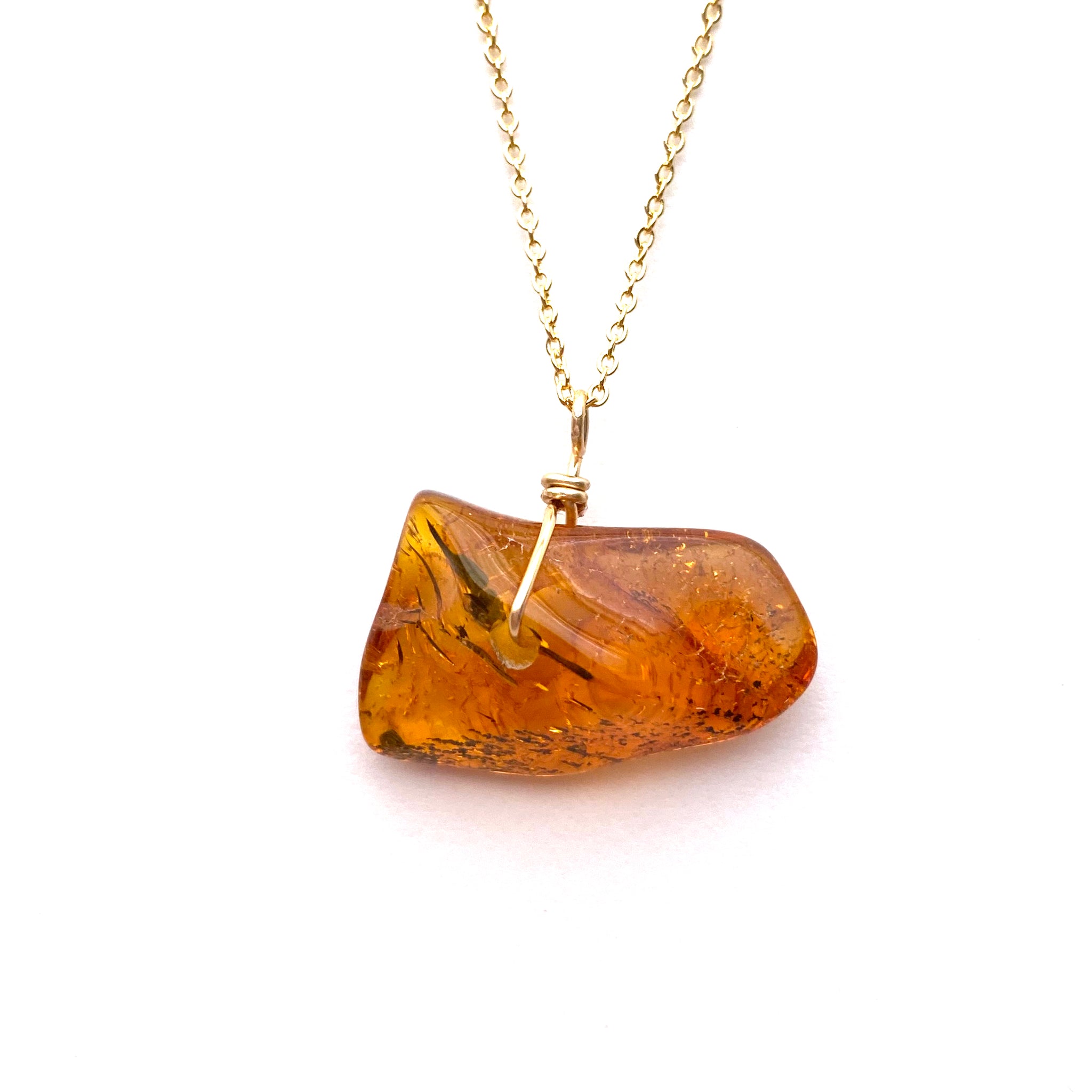 Genuine Natural Baltic Amber Necklace #44 - 16 Kt Gold plated chain necklace Handmade Jewelry - Great gift