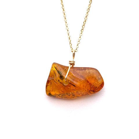 Genuine Natural Baltic Amber Necklace #44 - 16 Kt Gold plated chain necklace Handmade Jewelry - Great gift